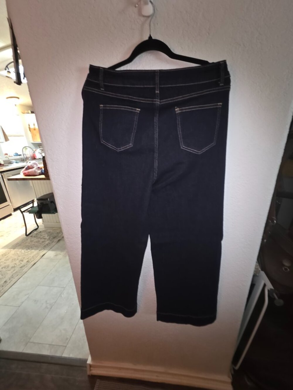 Dark Wash Wide Leg Trouser Jeans โ Size 12 โ High Rise โ Stretch - Picture 5 of 9